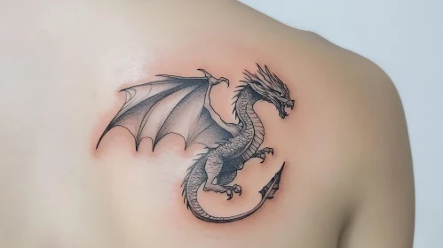 Detailed Dragon Tattoo on Shoulder