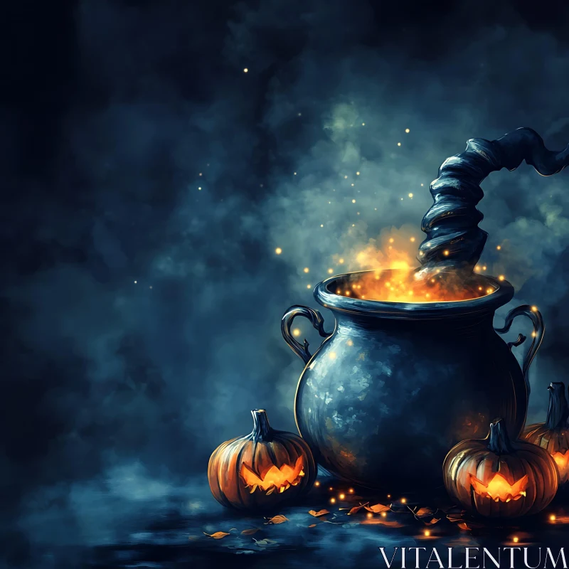 AI ART Mystical Halloween Night Scene