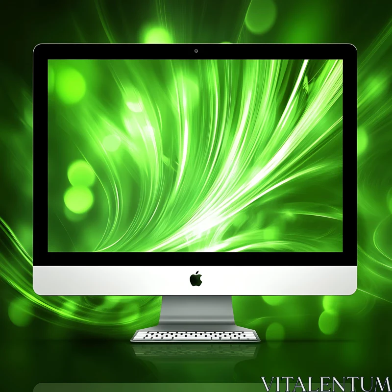 Abstract Green Design on Computer Screen AI Image