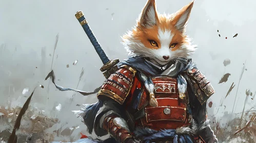 Anthropomorphic Fox Samurai in Armor