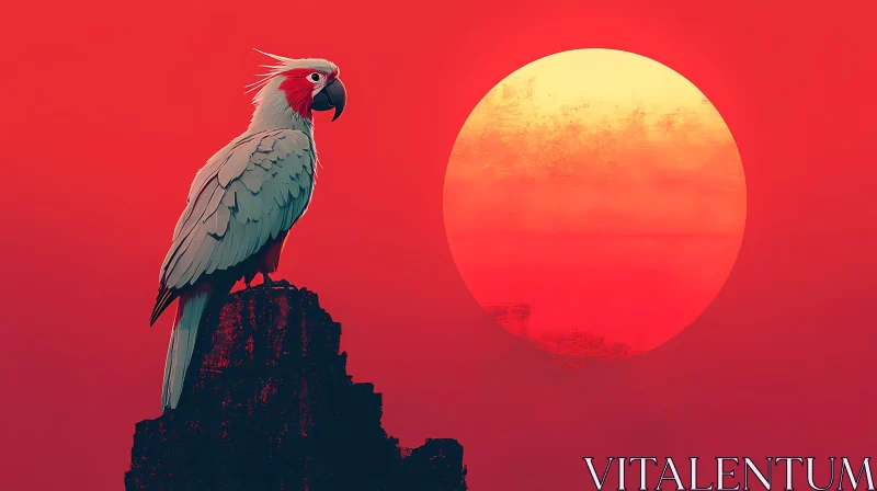 Sunset Perch Parrot AI Image