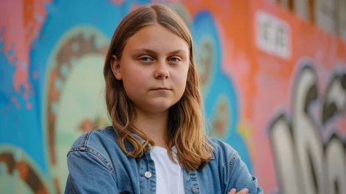 Greta Thunberg Urban Graffiti Background Portrait