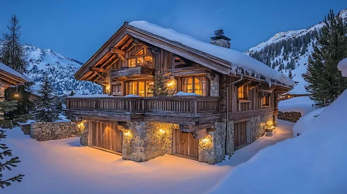 Cozy Wooden House in Winter Wonderland