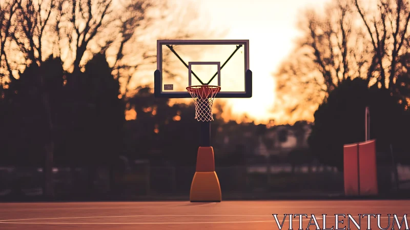 Basketball Hoop at Dusk AI Image