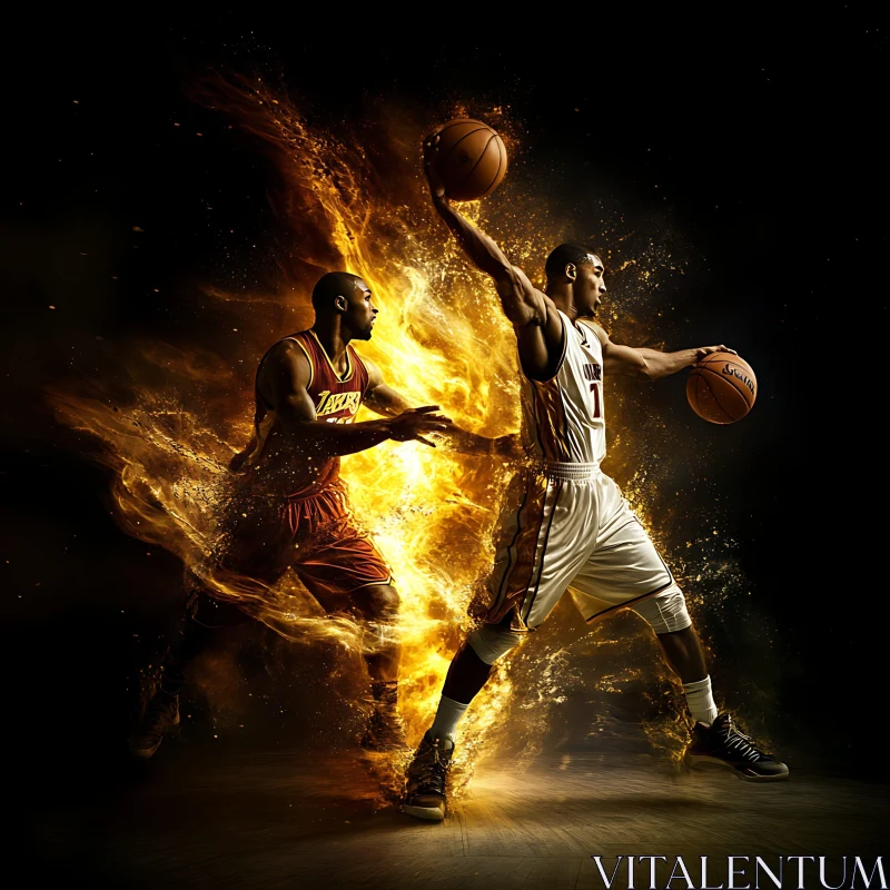 Intense Basketball Match AI Image