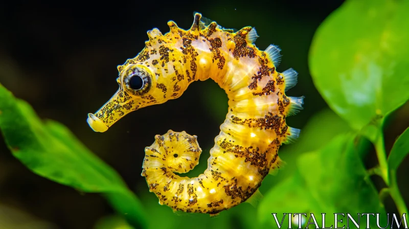 AI ART Graceful Yellow Seahorse in Underwater Habitat