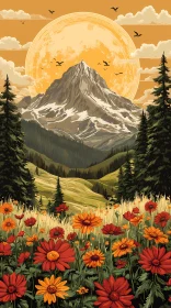 Mountainous Natural Beauty at Sunset