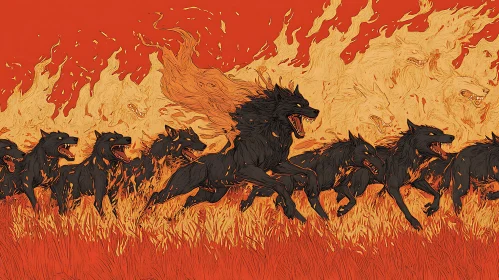 Fiery Wolves Pack Illustration