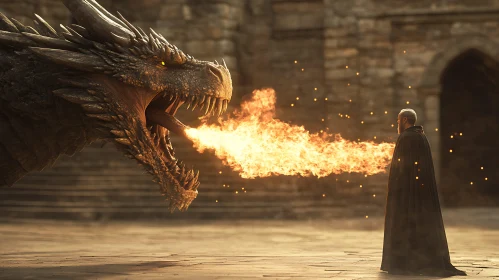 Dragon's Fire and Mysterious Figure