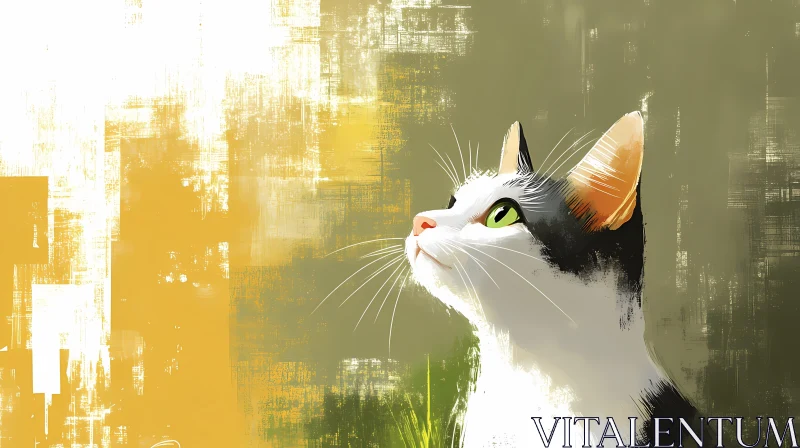 Artistic Cat Profile with Abstract Colors AI Image