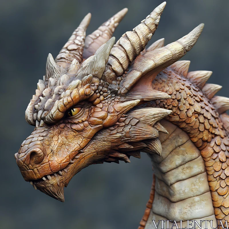 AI ART Detailed Dragon Head Illustration