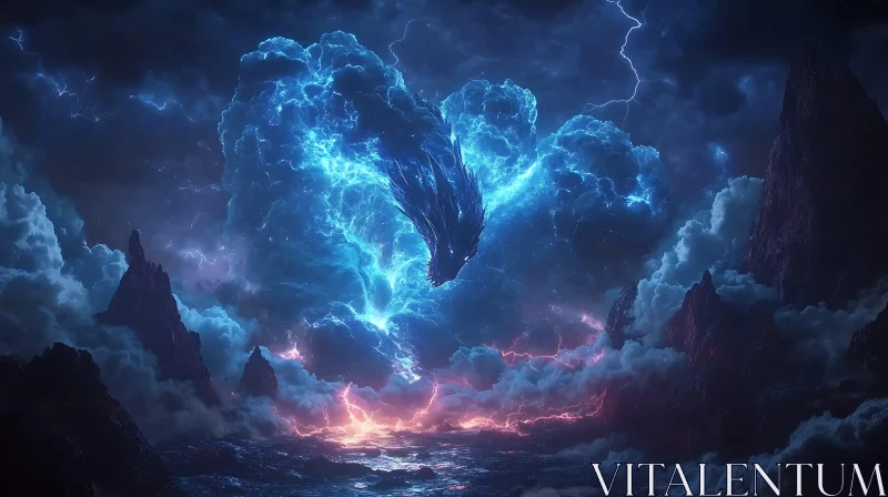 Dragon Amidst the Tempest AI Image