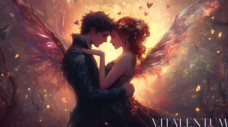 AI ART Winged Lovers in Ethereal Light