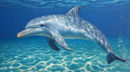 Dolphin Swimming in Clear Ocean