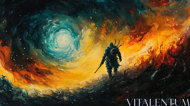 AI ART Celestial Warrior Abstract Painting