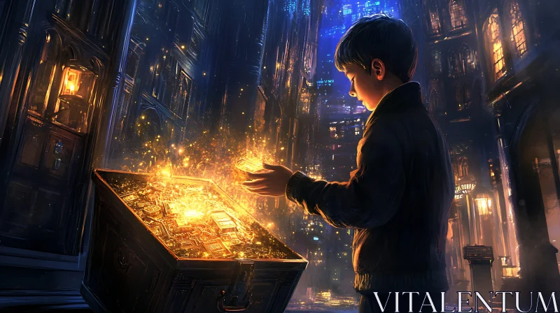 AI ART Magical Treasure Chest in the City