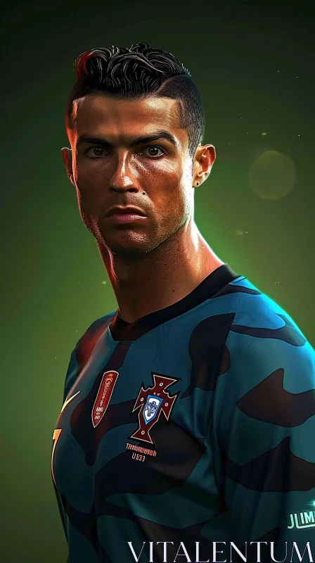 AI ART Intense Cristiano Ronaldo Football Portrait