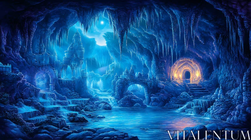 AI ART Frozen Depths: An Ice Cave's Tale