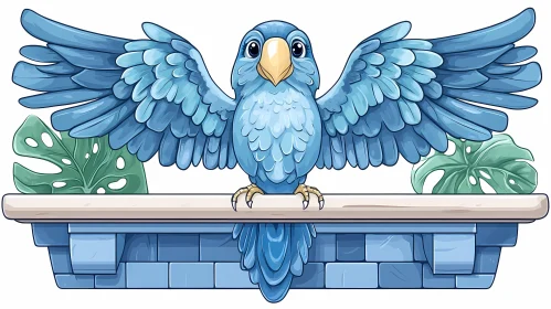 Whimsical Blue Bird Cartoon Art