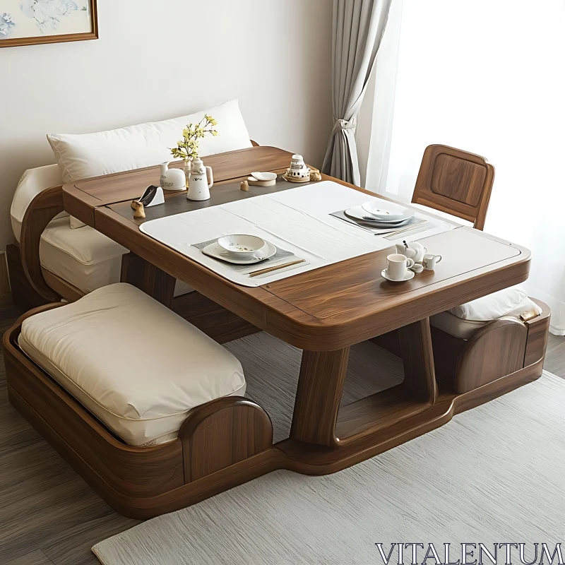 Contemporary Dining Room with Wooden Elements AI Image