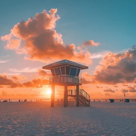 Beach Sunset Lifeguard Tower