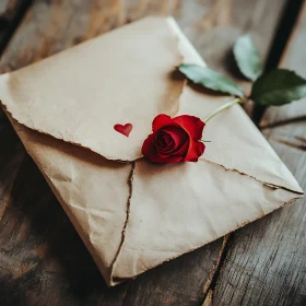 Vintage Love Letter with Red Rose