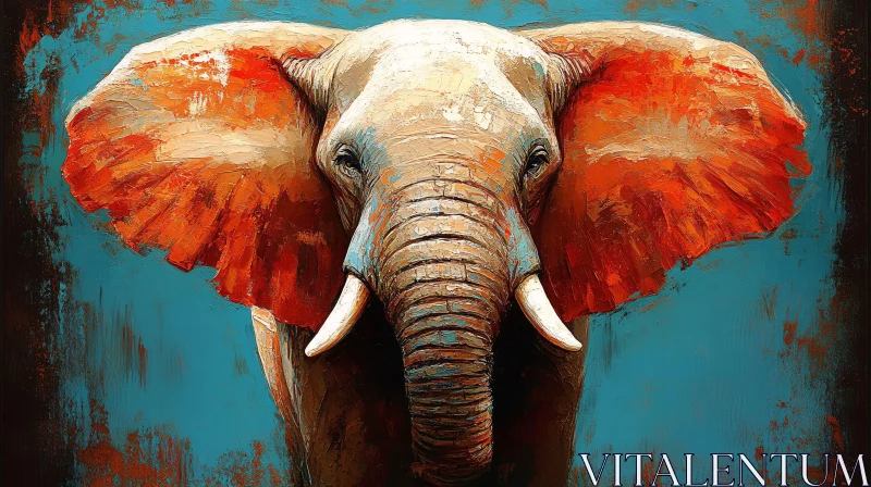 Elephant with Vibrant Ears Painting AI Image