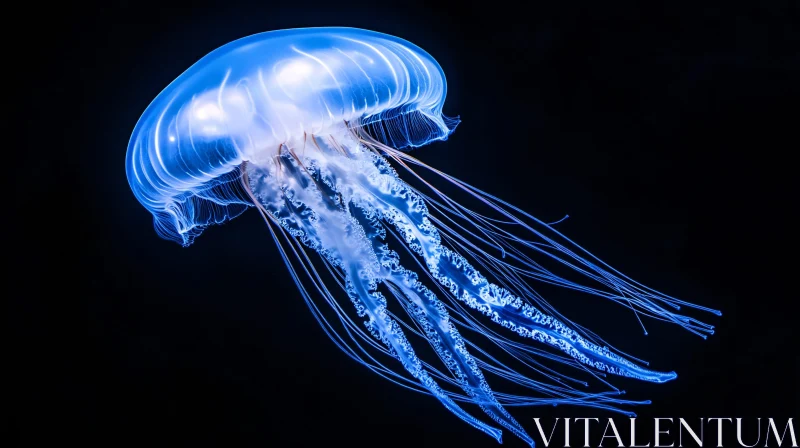 AI ART Bioluminescent Jellyfish in Deep Ocean