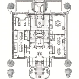 Intricate Multi-Room Building Floor Plan