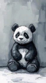Adorable Panda Art in Black and White