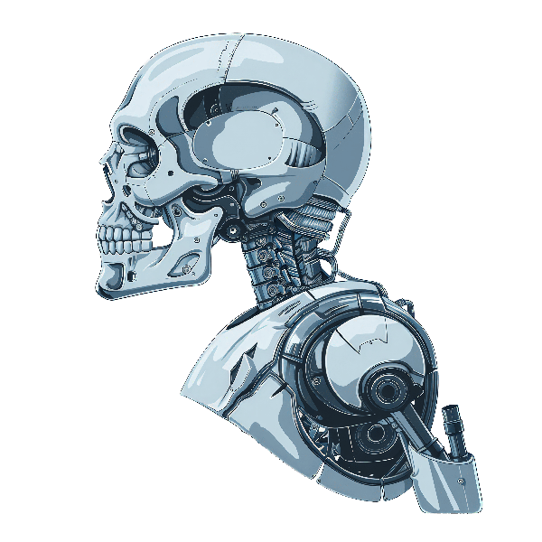 POD Design Cyborg Skull Illustration