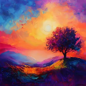 Colorful Sunset Tree Fine Art