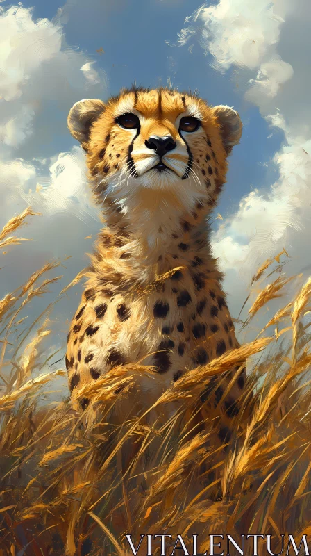 Cheetah Portrait in Nature AI Image