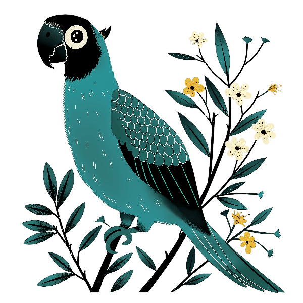 Parrot and Flowers Design for Apparel POD Design