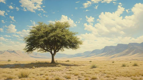 Isolated Tree in Arid Terrain
