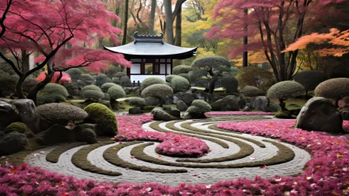 Exotic Japanese Garden in Silver and Magenta Tones