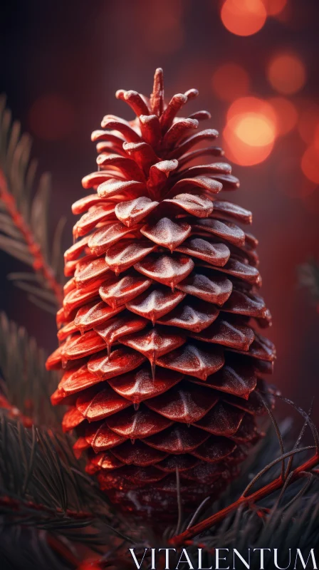 Festive Pine Cone in Christmas Winter Landscape AI Image