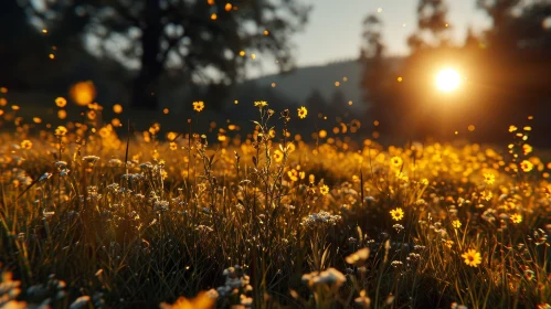 Serene Landscape of a Yellow Wildflower Field