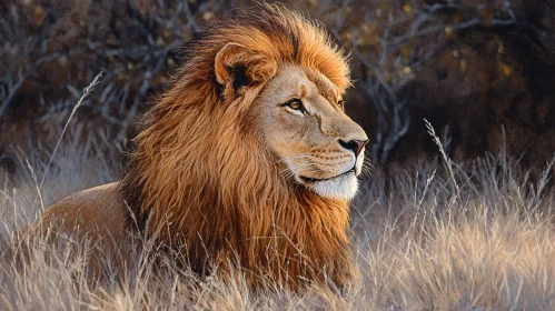 Regal Lion Resting in the Wild