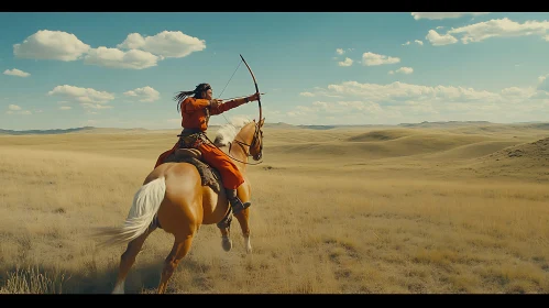 Equestrian Archer in Golden Field