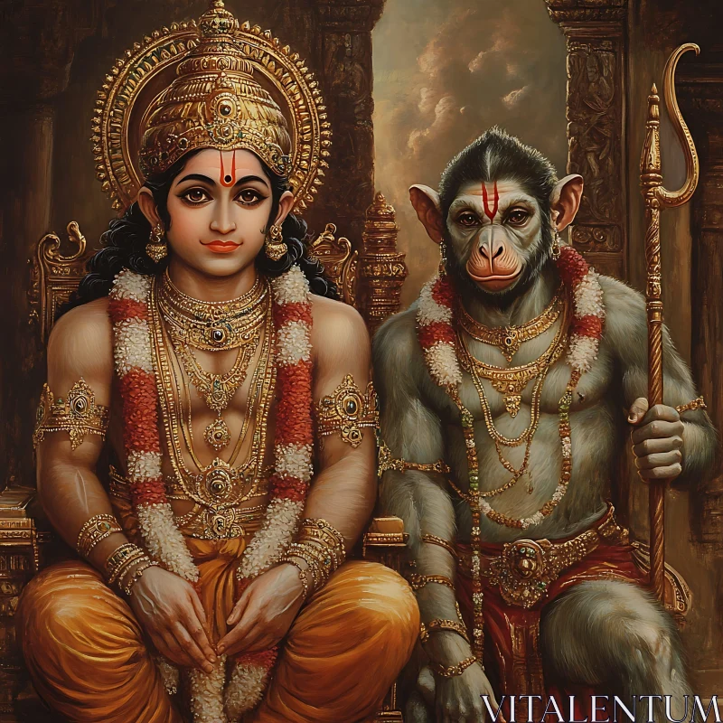 AI ART Regal Deities: A Portrait in Warm Hues