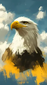 Eagle Painting with Blue Sky Background
