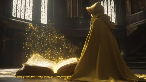 Golden Light Illuminates Ancient Spellbook