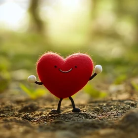 Happy Heart Character in a Forest