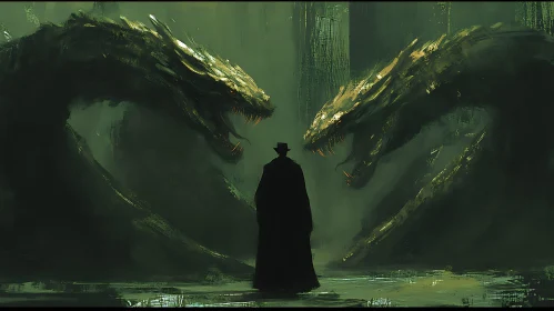 Cloaked Figure and Dragon Encounter