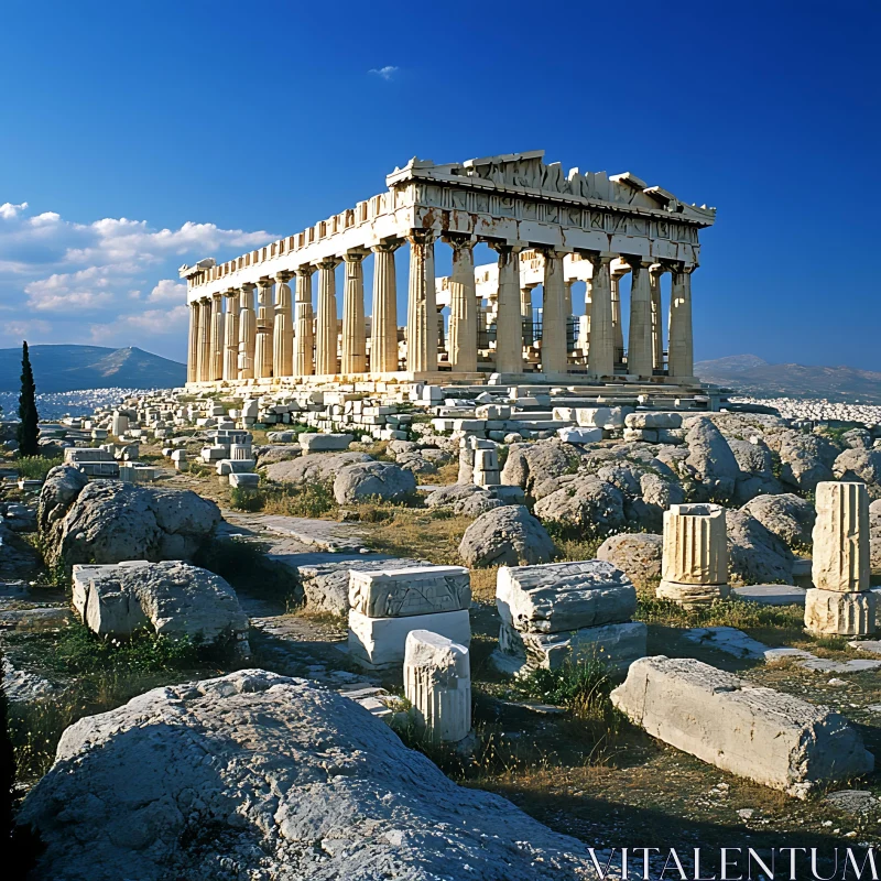 Ancient Ruins: A Parthenon Perspective AI Image