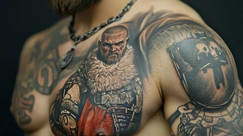 Detailed Warrior Ink Art on Body