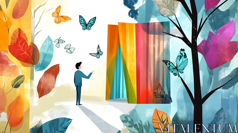 Colorful Butterfly Dreamscape Illustration AI Image