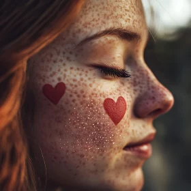 Freckled Beauty with Hearts