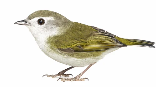 Vivid Green Bird with White Feathers